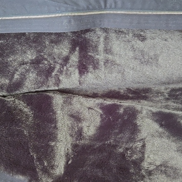 Maje Women's Black Fur-Trimmed Navy Blue Jacket Size 36 - Picture 4 of 7